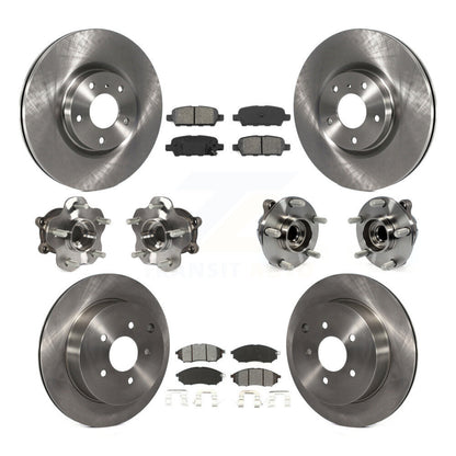 Hub Bearing Brake Rotor & Pads Front Rear Kit (10Pc) For 15-17 INFINITI QX70 RWD