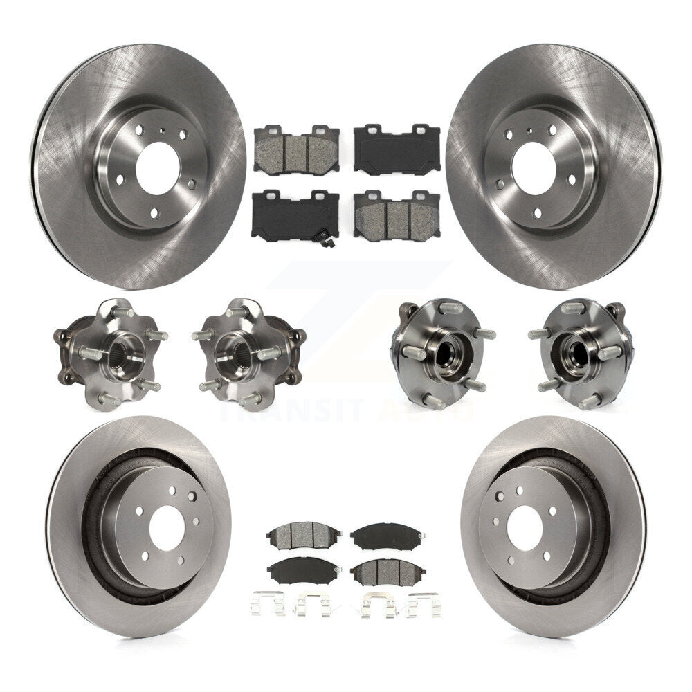 Hub Bearings Disc Brake Rotors And Pads Front Rear Kit (10Pc) For Nissan 370Z