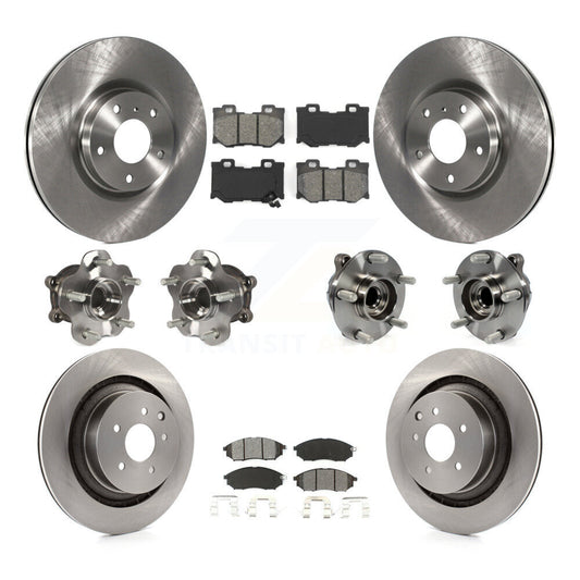 Hub Bearings Disc Brake Rotors And Pads Front Rear Kit (10Pc) For Nissan 370Z