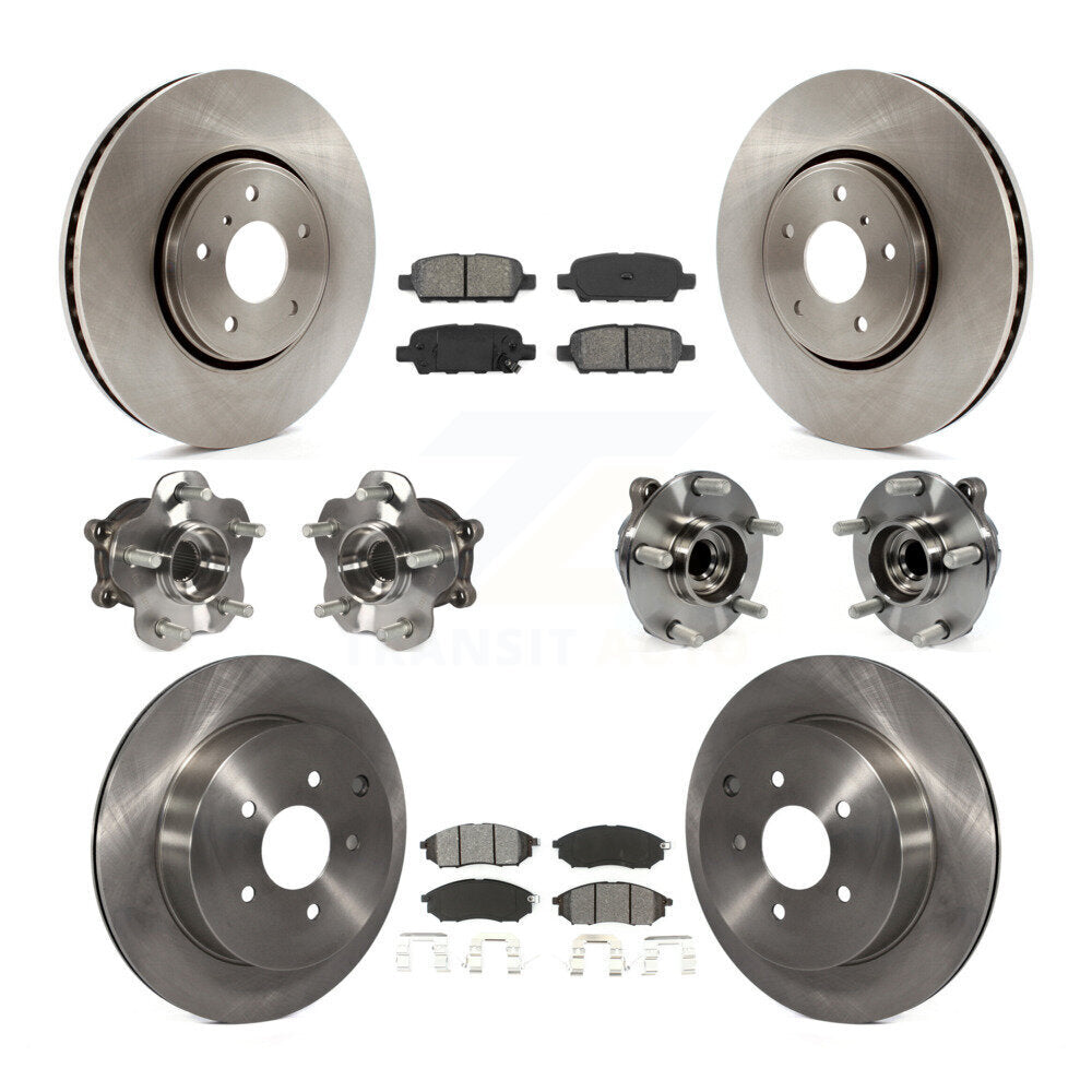 Hub Bearing Brake Rotor And Pad Front Rear Kit (10Pc) For INFINITI FX35 FX37 RWD