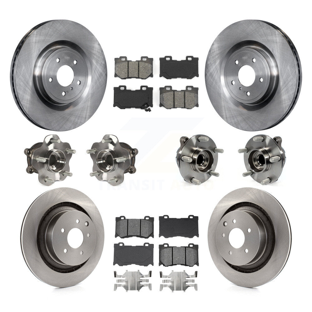 Hub Bearing Brake Rotor Pad Front Rear Kit (10Pc) For 2009-2013 INFINITI G37 RWD