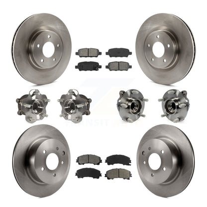 Hub Bearing Brake Rotor & Pads Front Rear Kit (10Pc) For 16-17 INFINITI QX50 RWD
