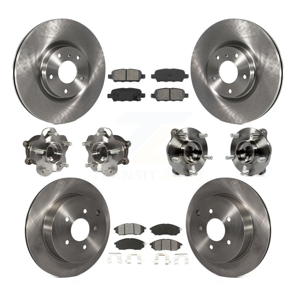 Hub Bearing Brake Rotor & Pads Front Rear Kit (10Pc) For 15-17 INFINITI QX70 AWD
