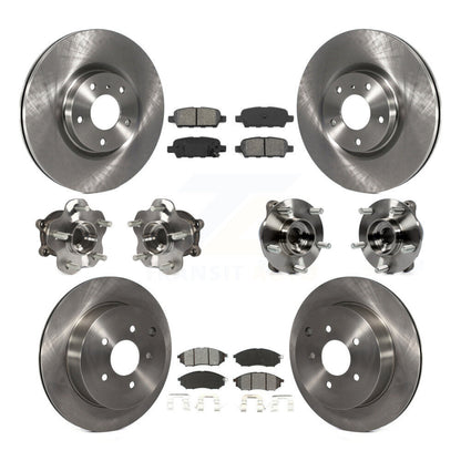 Hub Bearing Brake Rotor & Pads Front Rear Kit (10Pc) For 15-17 INFINITI QX70 AWD