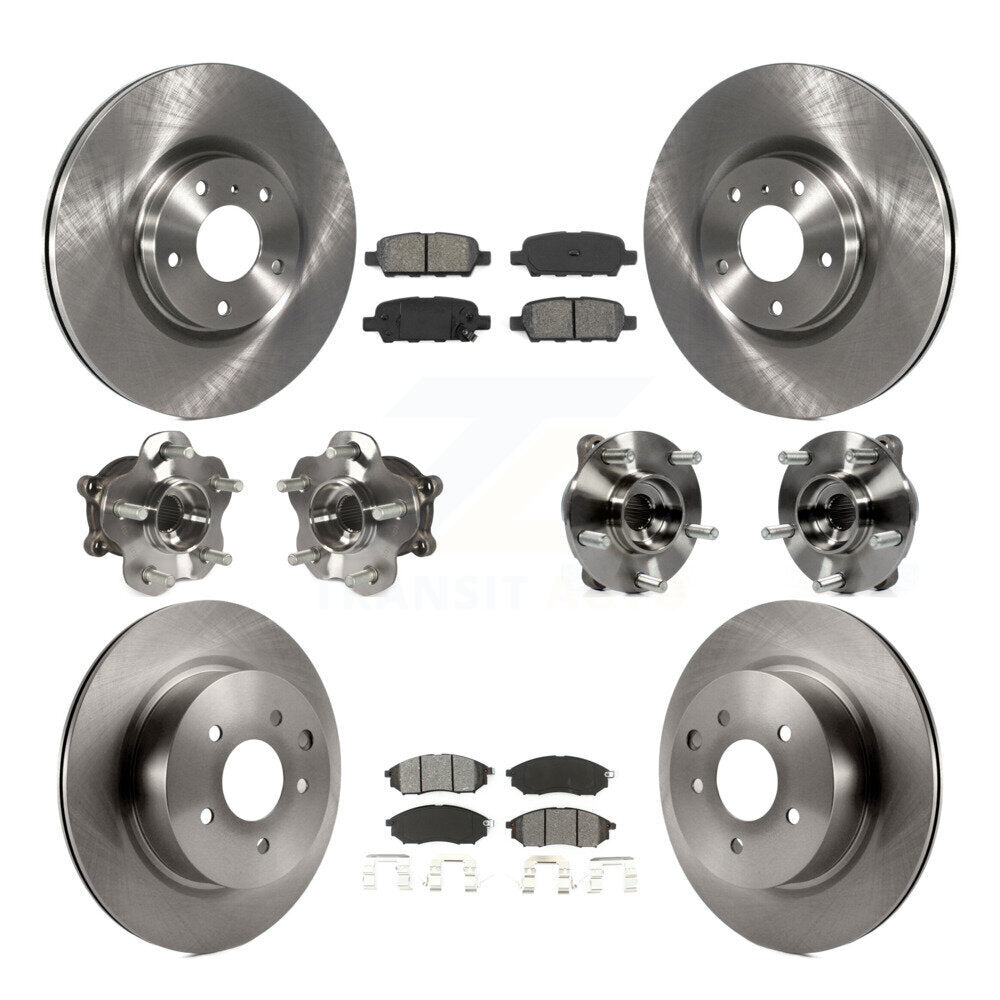 Hub Bearing Brake Rotor Pad Front Rear Kit (10Pc) For INFINITI G37 EX35 QX50 G25