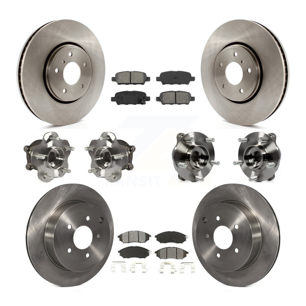Hub Bearing Brake Rotor And Pad Front Rear Kit (10Pc) For INFINITI FX35 FX37 AWD