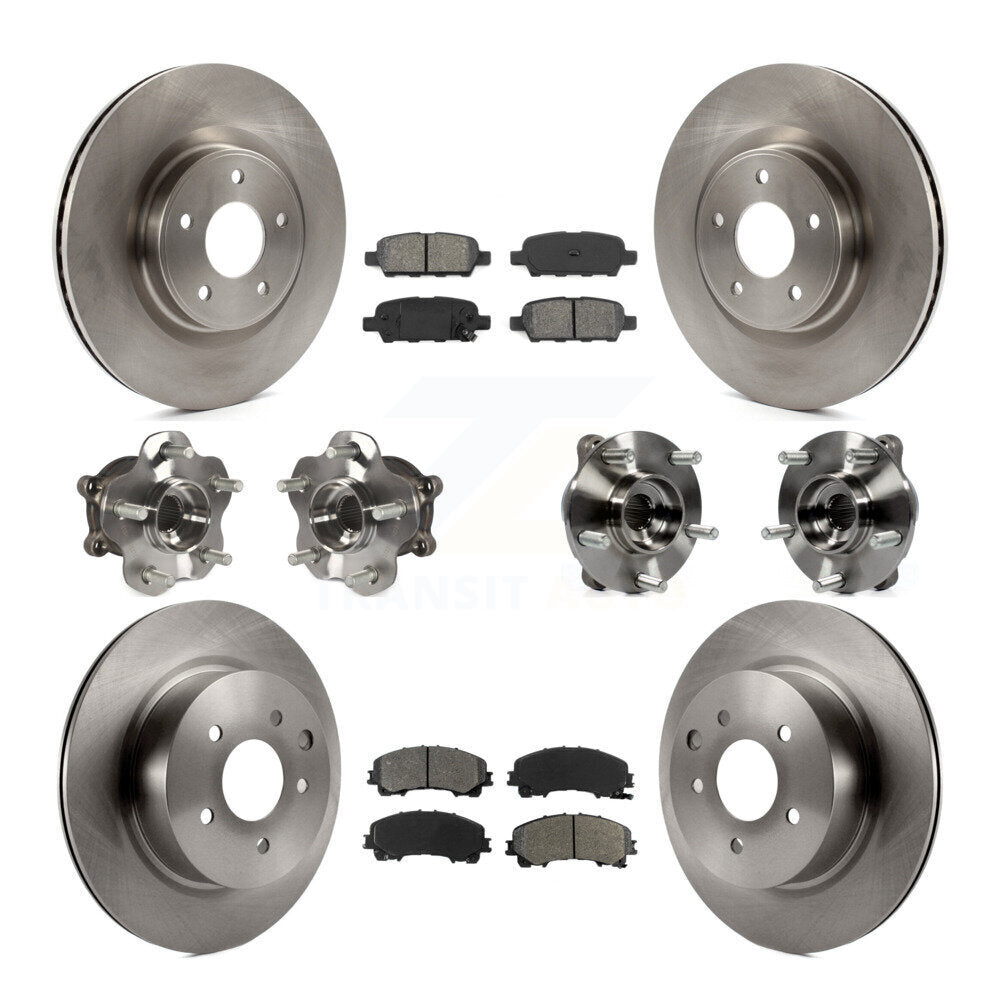 Hub Bearing Brake Rotor & Pads Front Rear Kit (10Pc) For 16-17 INFINITI QX50 AWD