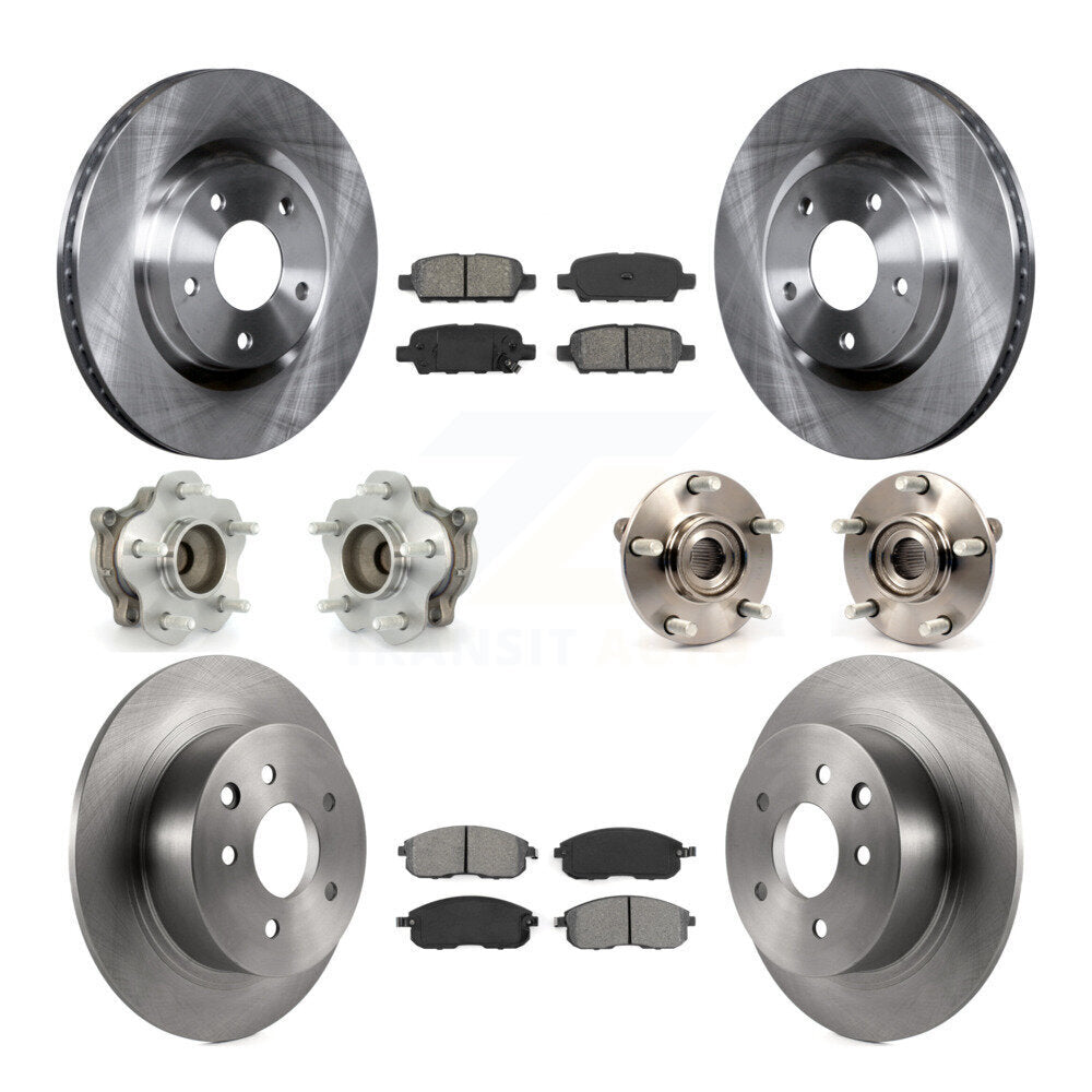 Hub Bearings Disc Brake Rotors And Pads Front Rear Kit (10Pc) For Nissan Sentra