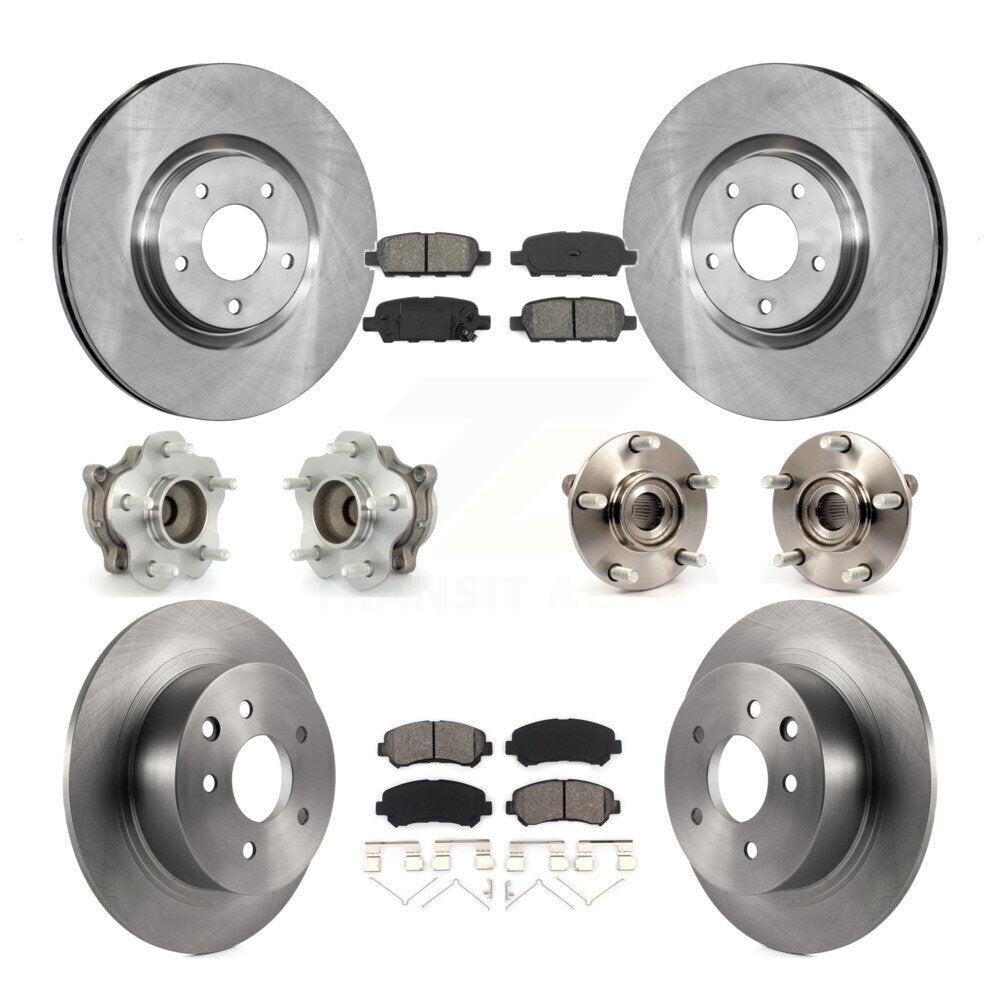 Hub Bearings Disc Brake Rotors And Pads Front Rear Kit (10Pc) For Nissan Sentra