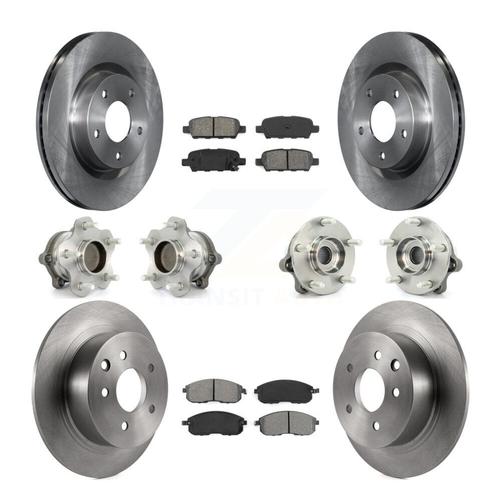 Hub Bearings Disc Brake Rotors And Pads Front Rear Kit (10Pc) For Nissan Altima