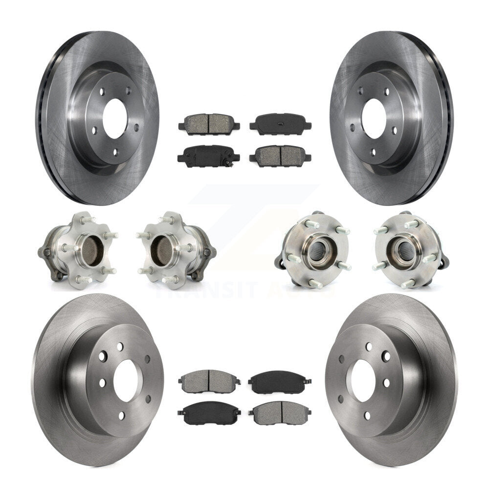 Hub Bearings Disc Brake Rotors And Pads Front Rear Kit (10Pc) For Nissan Altima