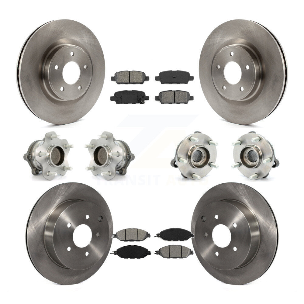 Hub Bearing Brake Rotor & Pad Front Rear Kit (10Pc) For Nissan Pathfinder Murano