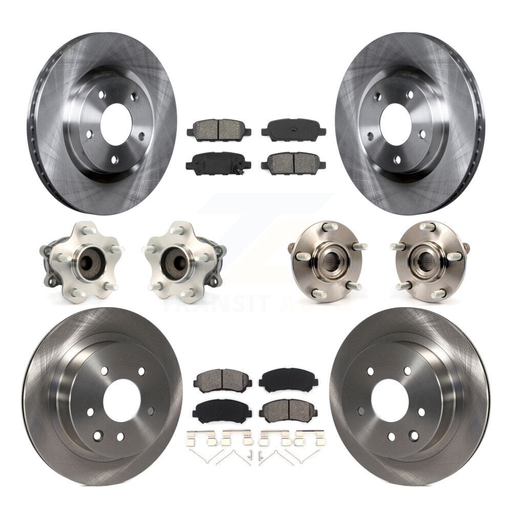 Hub Bearing Brake Rotor & Pads Front Rear Kit (10Pc) For Nissan Rogue Select FWD