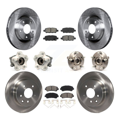 Hub Bearing Brake Rotor & Pads Front Rear Kit (10Pc) For Nissan Rogue Select FWD