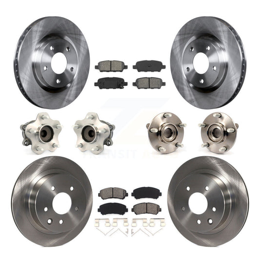 Hub Bearing Brake Rotor & Pads Front Rear Kit (10Pc) For Nissan Rogue Select FWD