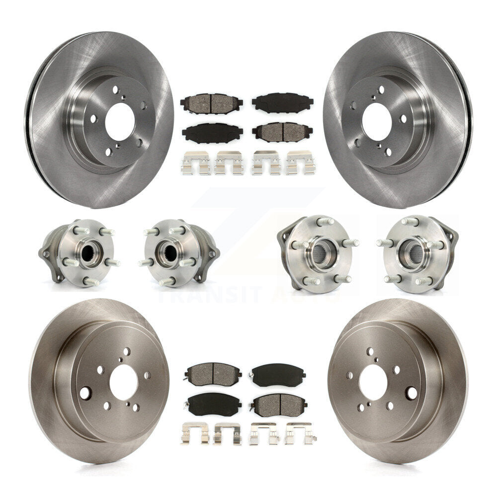 Hub Bearings Disc Brake Rotors And Pads Front Rear Kit (10Pc) For Subaru Impreza