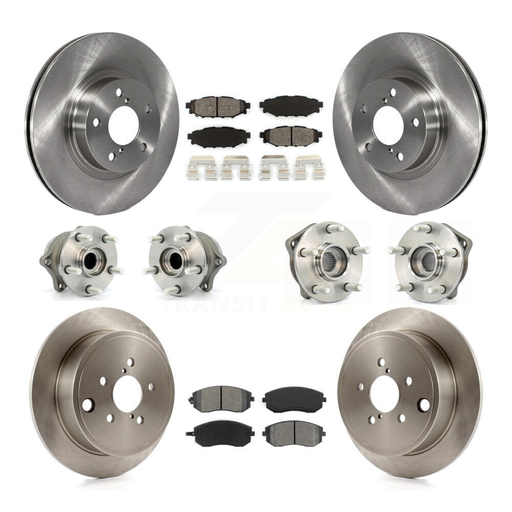 Hub Bearings Disc Brake Rotors And Pads Front Rear Kit (10Pc) For Subaru Impreza