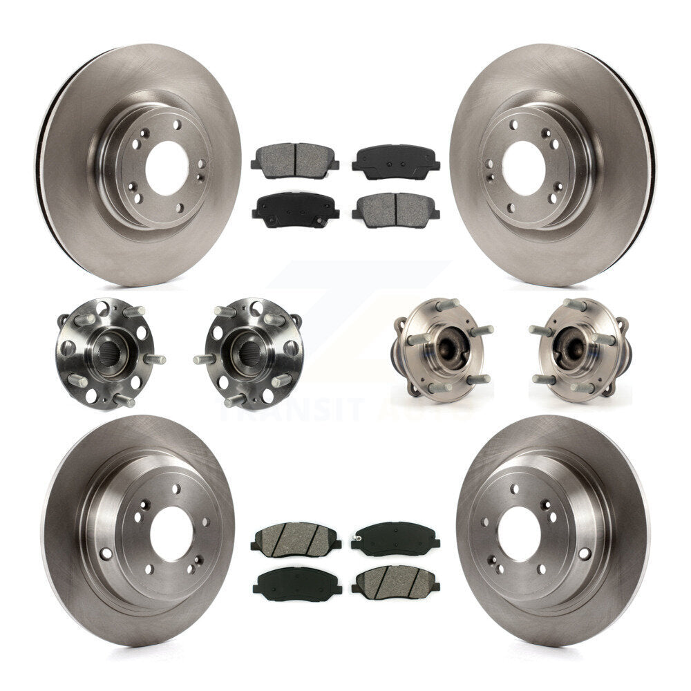 Hub Bearing Disc Brake Rotor Pads Front Rear Kit (10Pc) For Hyundai Genesis 3.8L