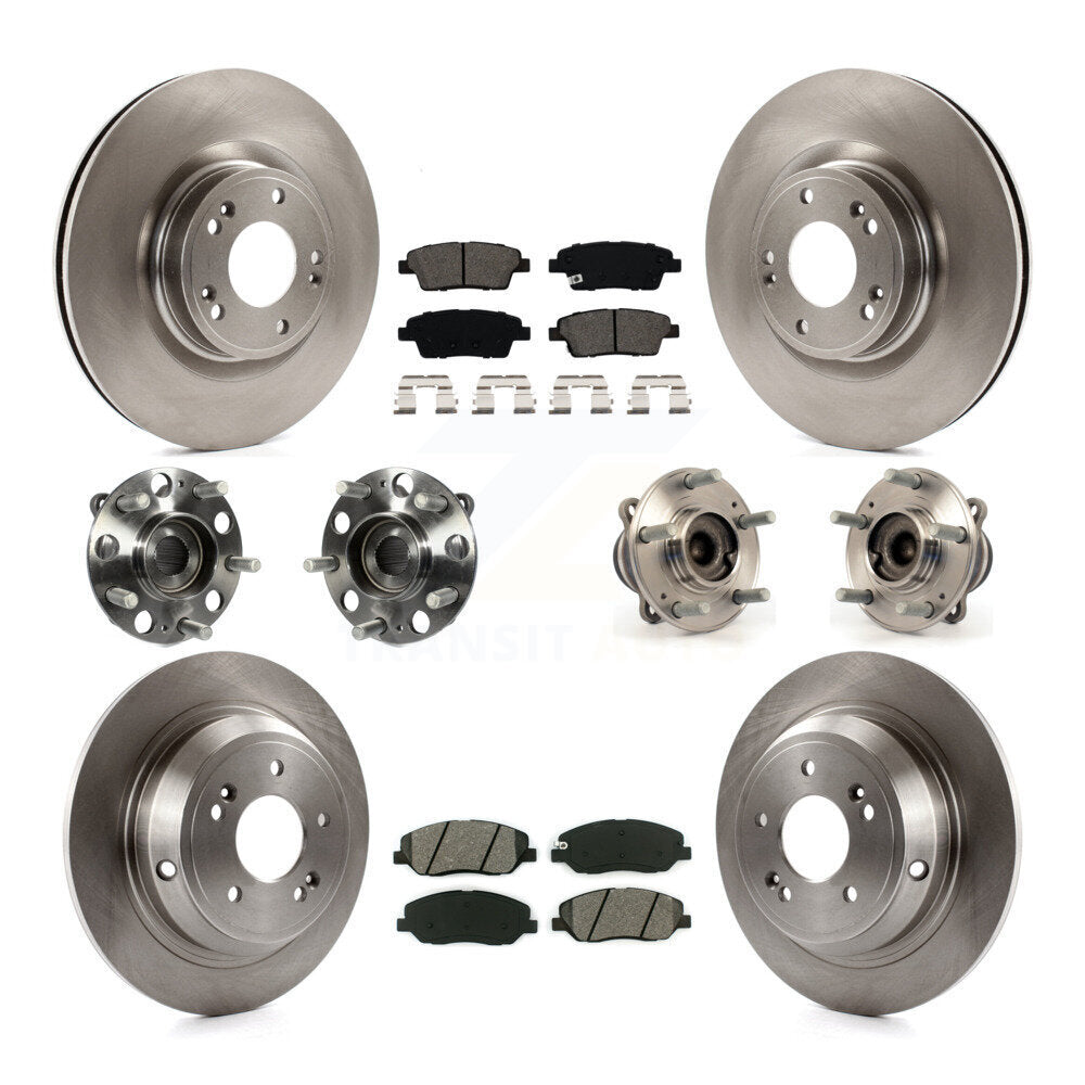 Hub Bearing Disc Brake Rotor Pads Front Rear Kit (10Pc) For Hyundai Genesis 3.8L