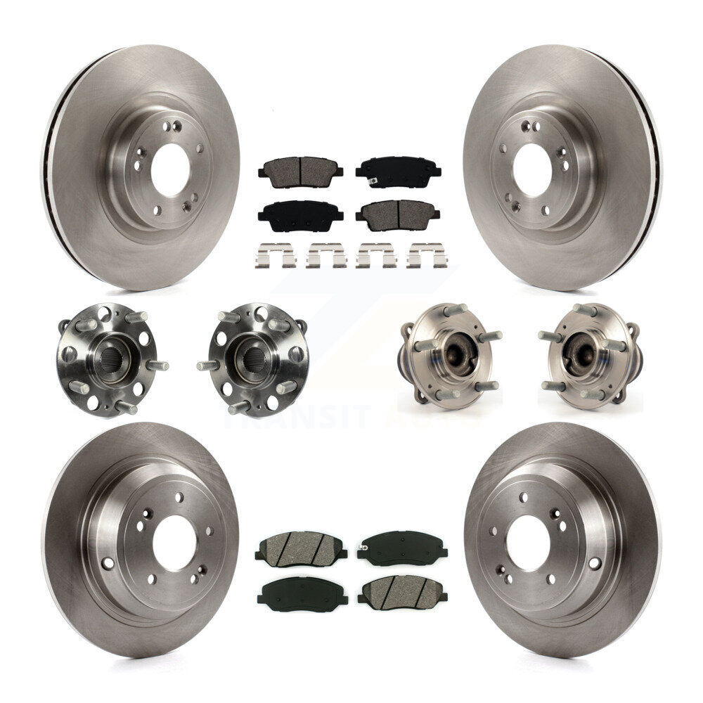 Hub Bearing Brake Rotor Pads Front Rear Kit (10Pc) For 2012 Hyundai Genesis 3.8L