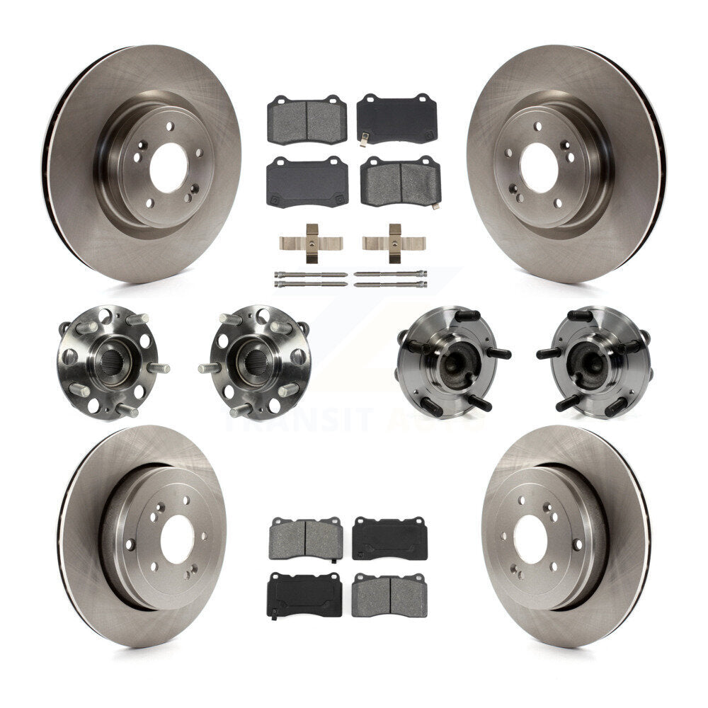 Hub Bearing Disc Brake Rotor Pad Front Rear Kit (10Pc) For Hyundai Genesis Coupe