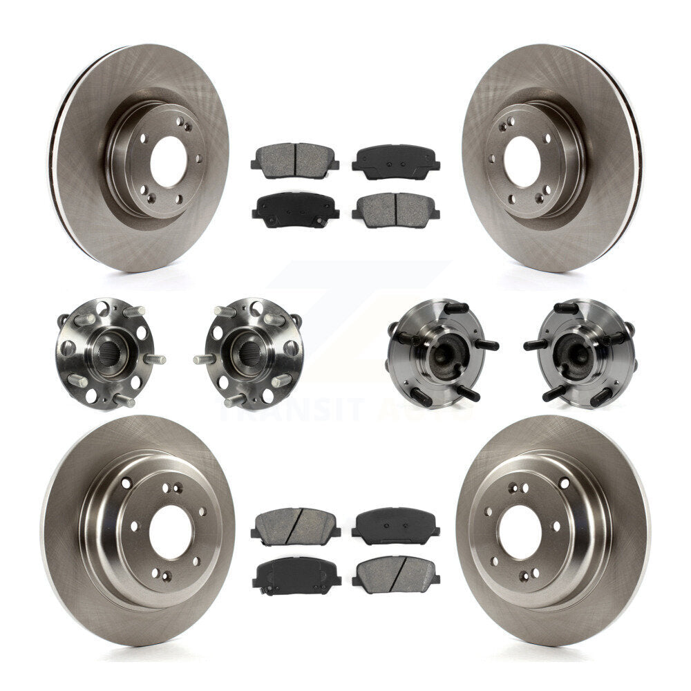 Hub Bearing Disc Brake Rotor Pad Front Rear Kit (10Pc) For Hyundai Genesis Coupe