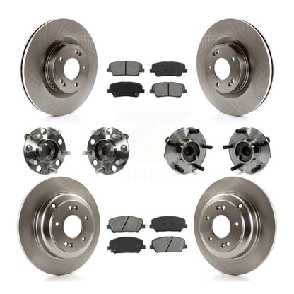 Hub Bearing Disc Brake Rotor Pad Front Rear Kit (10Pc) For Hyundai Genesis Coupe
