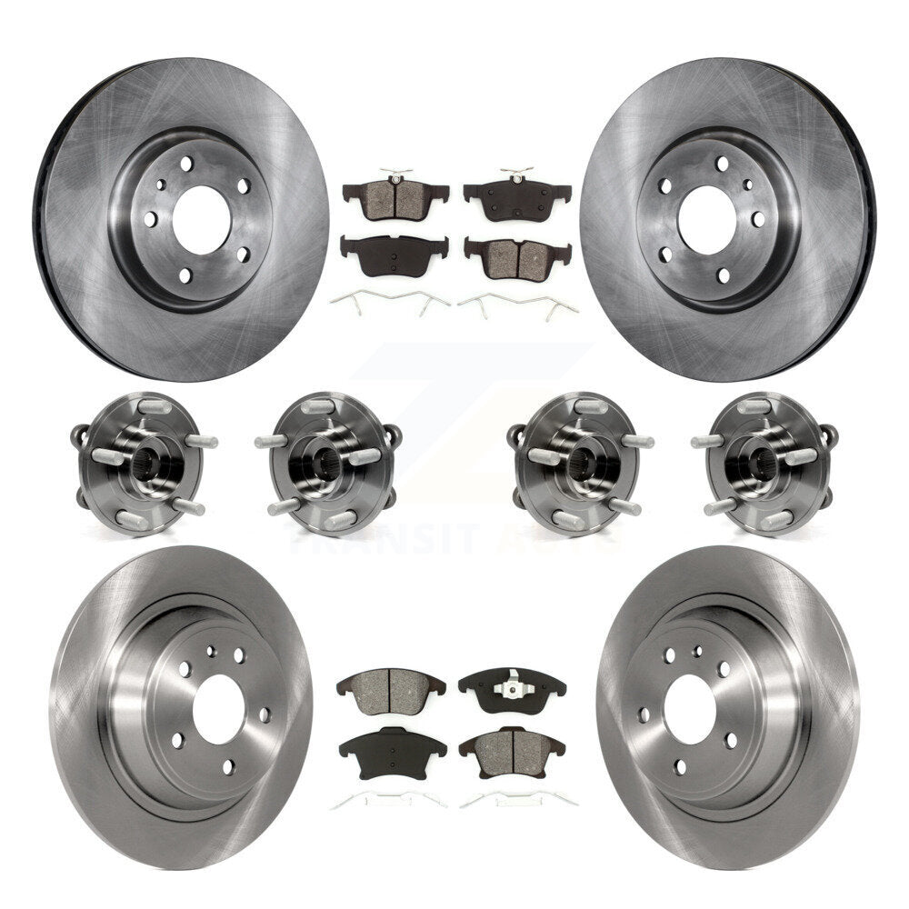 Hub Bearings Disc Brake Rotors And Pads Front Rear Kit (10Pc) For Ford Fusion