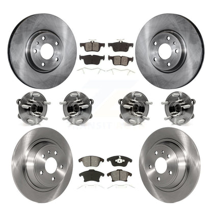Hub Bearings Disc Brake Rotors And Pads Front Rear Kit (10Pc) For Ford Fusion