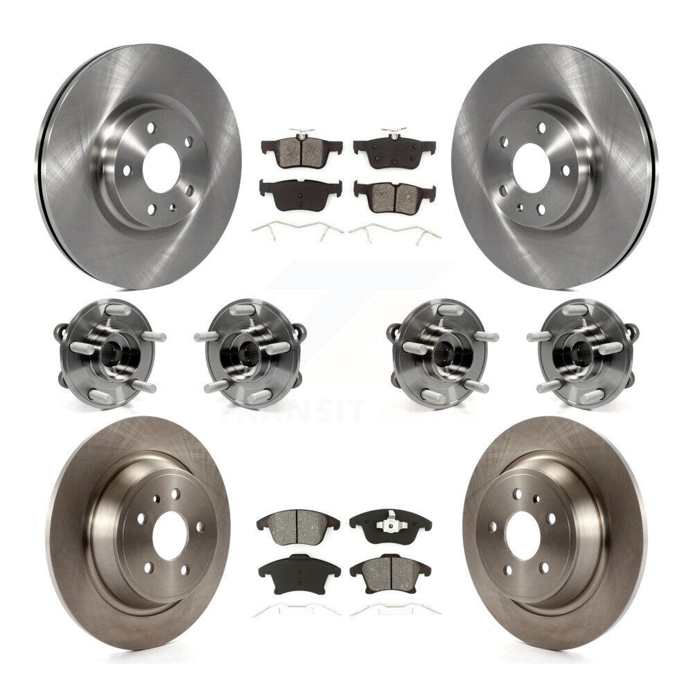 Hub Bearings Disc Brake Rotors And Pads Front Rear Kit (10Pc) For Lincoln MKZ