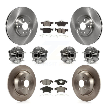Hub Bearings Disc Brake Rotors And Pads Front Rear Kit (10Pc) For Lincoln MKZ