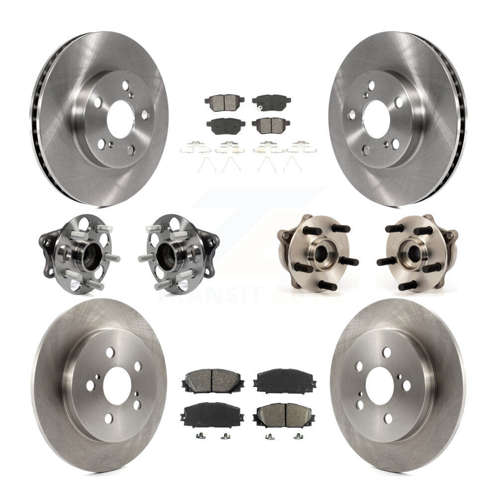 Hub Bearing Disc Brake Rotor Pads Front Rear Kit (10Pc) For Toyota Prius Plug-In