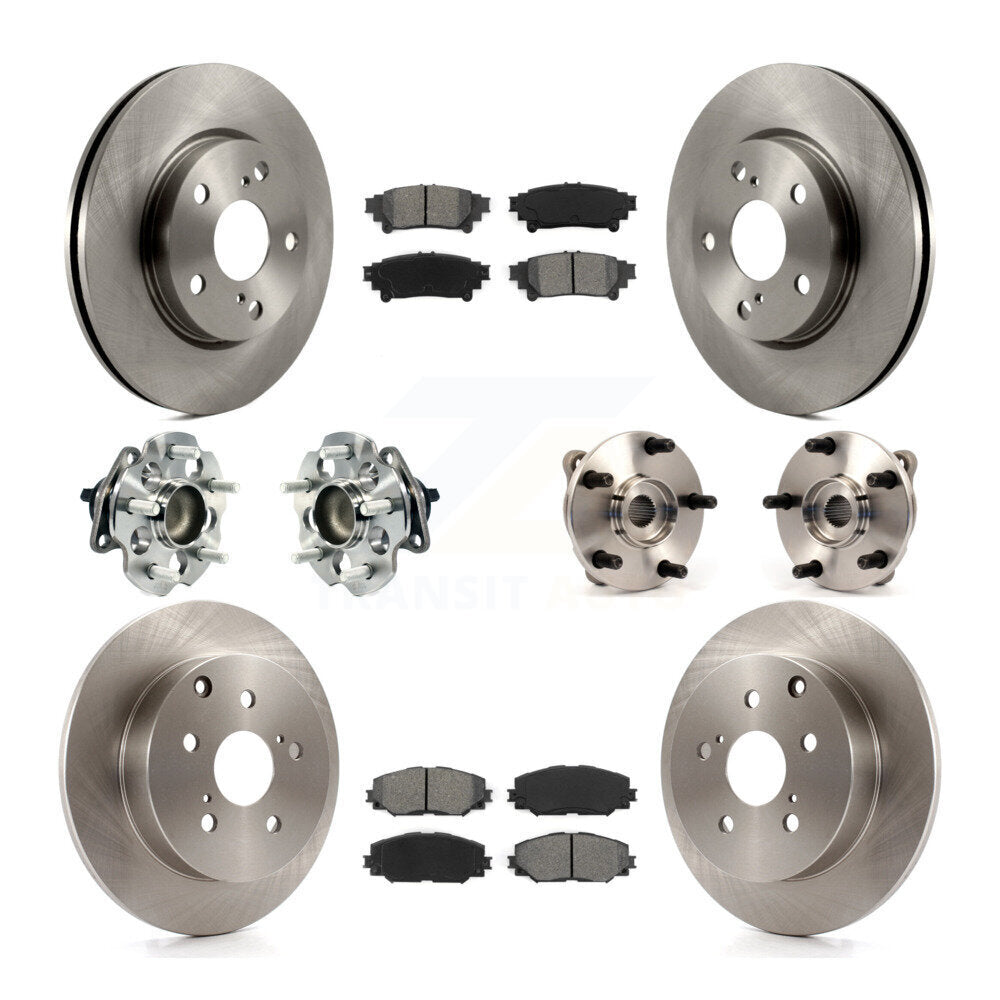 Hub Bearing Brake Rotor & Pad Front Rear Kit (10Pc) For 2012-2018 Toyota Prius V
