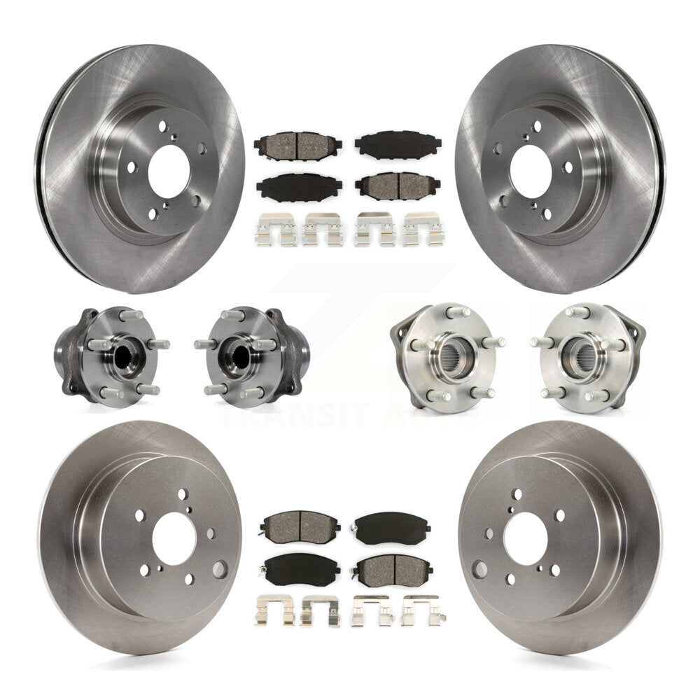 Hub Bearings Disc Brake Rotors And Pads Front Rear Kit (10Pc) For Subaru Impreza