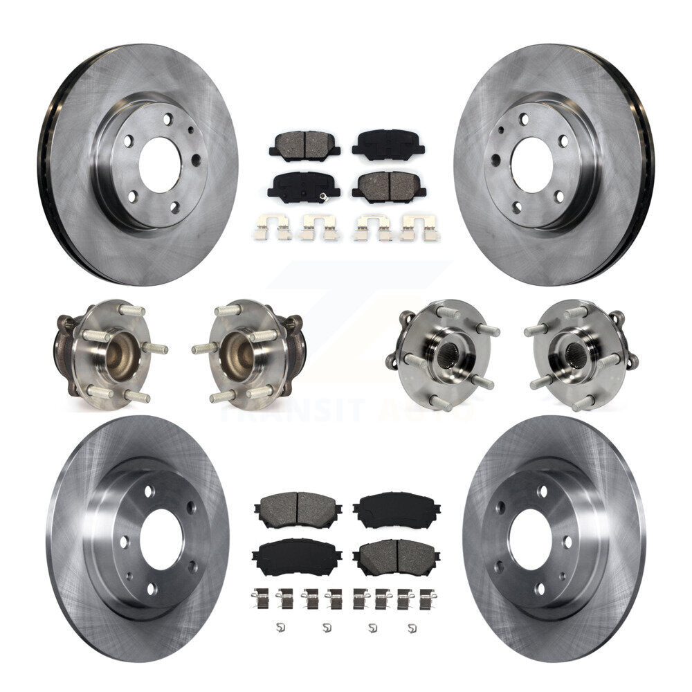 Hub Bearing Assembly Disc Brake Rotor And Pads Front Rear Kit (10Pc) For Mazda 6
