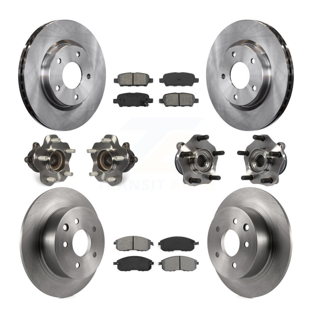 Hub Bearings Disc Brake Rotors And Pads Front Rear Kit (10Pc) For Nissan Sentra