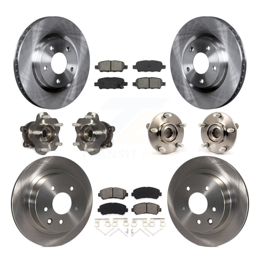 Hub Bearing Brake Rotor & Pads Front Rear Kit (10Pc) For Nissan Rogue Select AWD