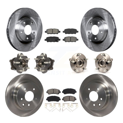 Hub Bearing Brake Rotor & Pads Front Rear Kit (10Pc) For Nissan Rogue Select AWD
