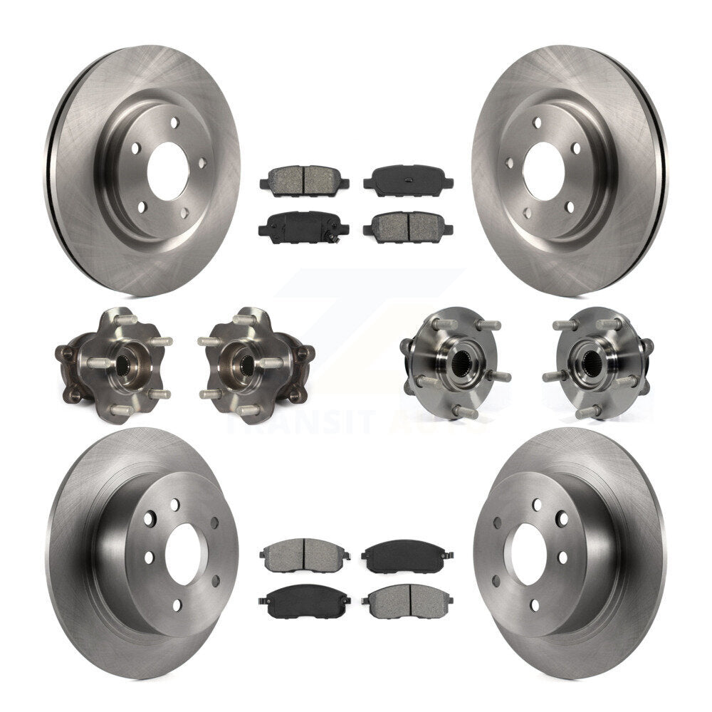 Hub Bearings Disc Brake Rotors And Pads Front Rear Kit (10Pc) For Nissan Juke