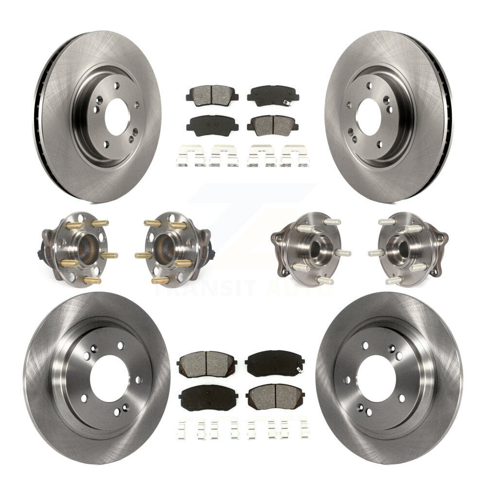 Hub Bearing Brake Rotor Pads Front Rear Kit (10Pc) For Hyundai Sonata GAS engine
