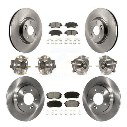 Hub Bearing Brake Rotor Pads Front Rear Kit (10Pc) For Hyundai Sonata GAS engine