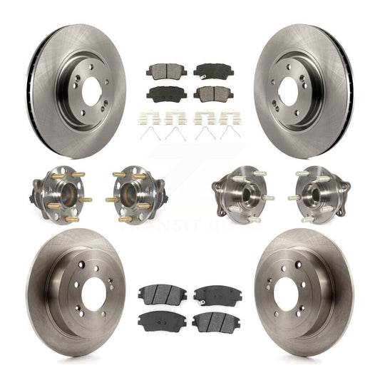 Hub Bearings Disc Brake Rotors And Pads Front Rear Kit (10Pc) For Kia Sportage