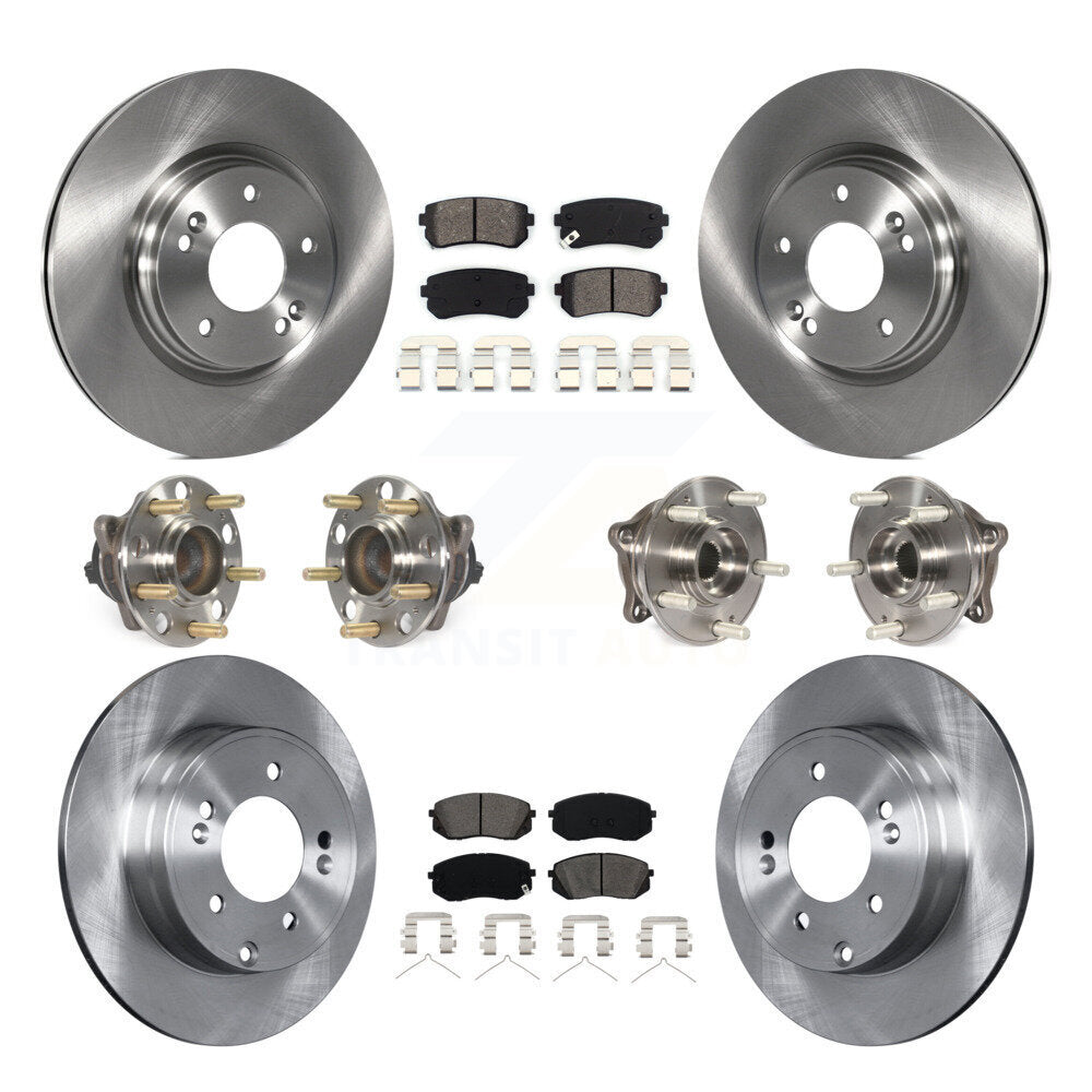 Hub Bearing Brake Rotor Pads Front Rear Kit (10Pc) For Hyundai Sonata GAS engine