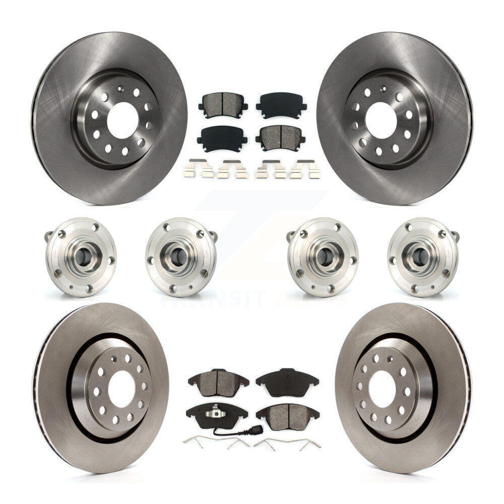 Hub Bearing Brake Rotor & Pad Front Rear Kit (10Pc) For Volkswagen Passat CC AWD