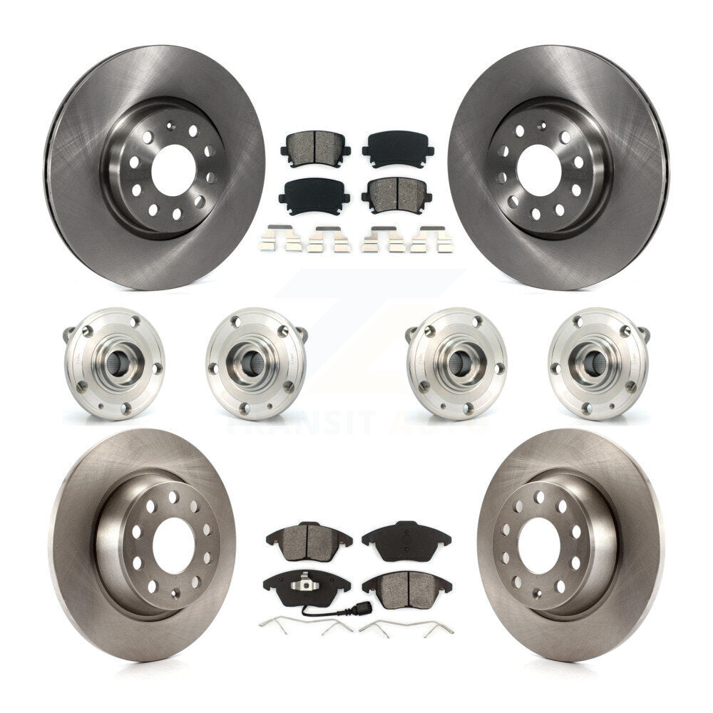 Hub Bearing Brake Rotor Pads Front Rear Kit (10Pc) For Volkswagen Passat Audi CC