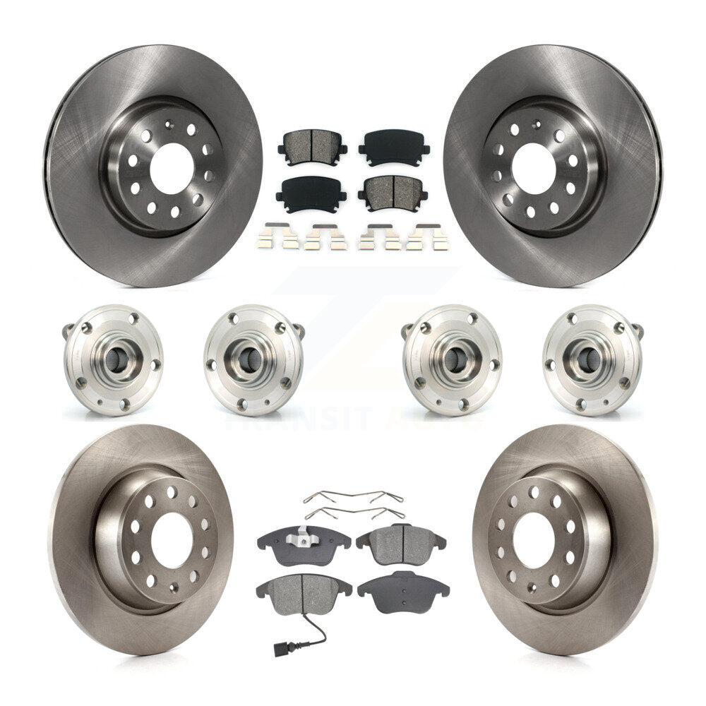 Hub Bearing Brake Rotor Pads Front Rear Kit (10Pc) For Volkswagen Tiguan Audi Q3