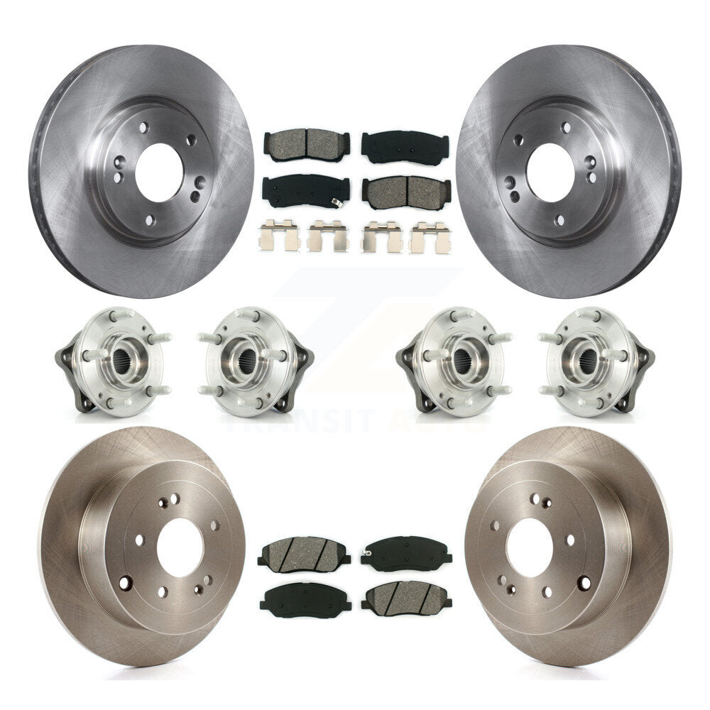 Hub Bearing Brake Rotor Pad Front Rear Kit (10Pc) For 07-09 Hyundai Santa Fe AWD
