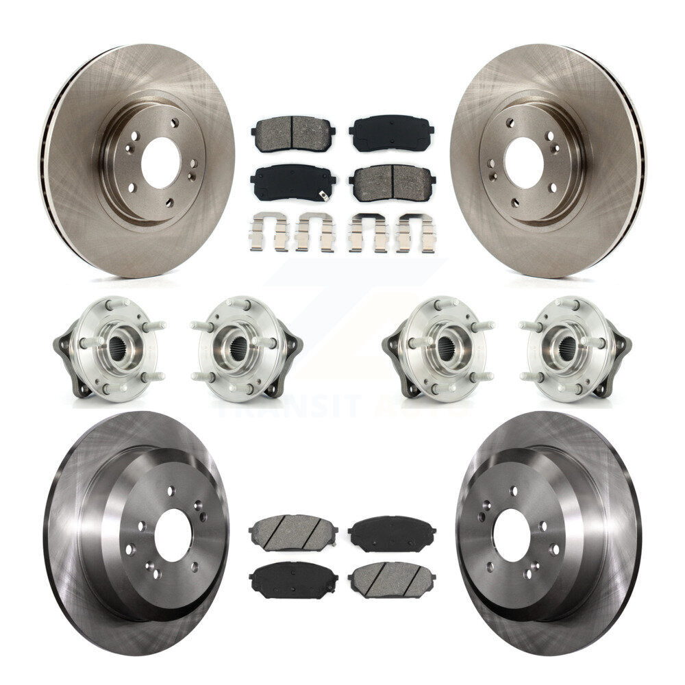 Hub Bearing Brake Rotor Pad Front Rear Kit (10Pc) For 07-12 Hyundai Veracruz AWD
