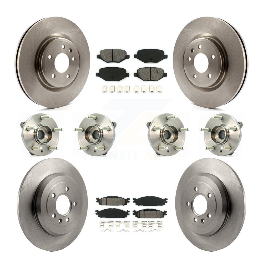 Hub Bearing Brake Rotor & Pad Front Rear Kit (10Pc) For Ford Flex Taurus Lincoln