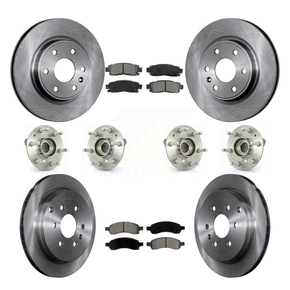 Hub Bearing Brake Rotor & Pad Front Rear Kit (10Pc) For GMC Acadia Buick Enclave